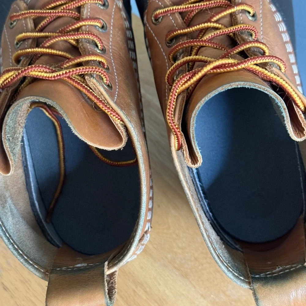 LL Bean 6 Inch Bean Boot Tan Brown Leather Made in Maine Duck Boot Mens 9M